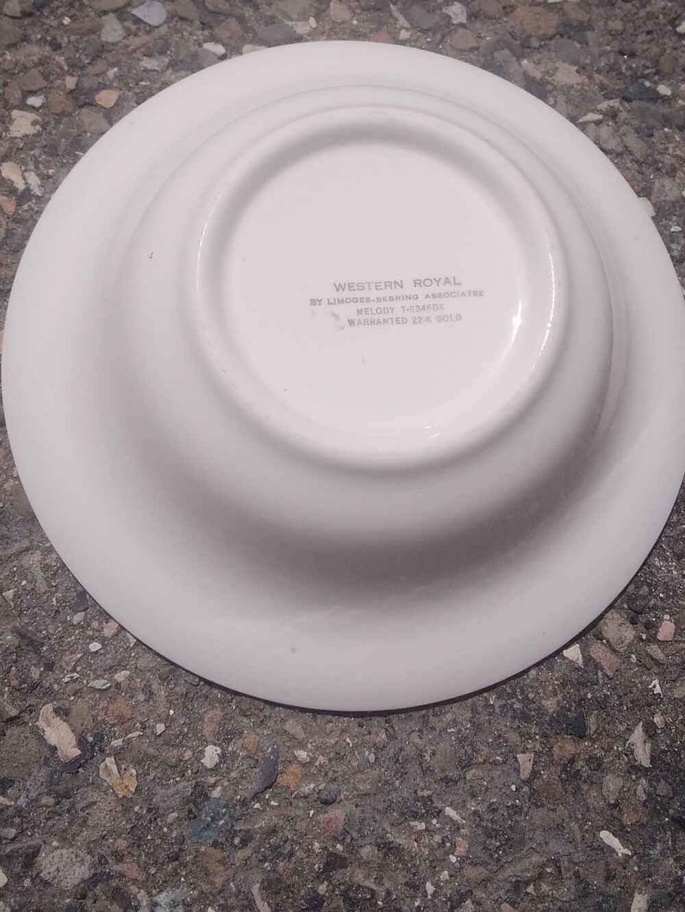 Western Royal Melody Limoges White Serving Bowl Roses 22k Gold Trim Vintage Serv - Picture 3 of 6